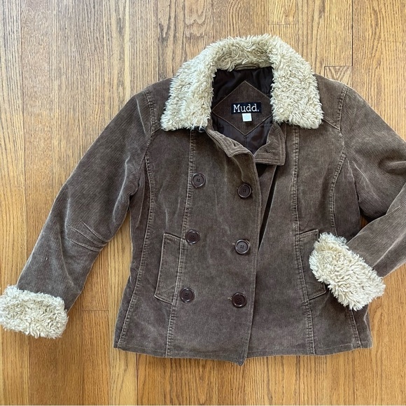 Mudd Jackets & Blazers - Mudd Vintage 90s Corduroy Faux Fur Trim Jacket Brown Size Medium
